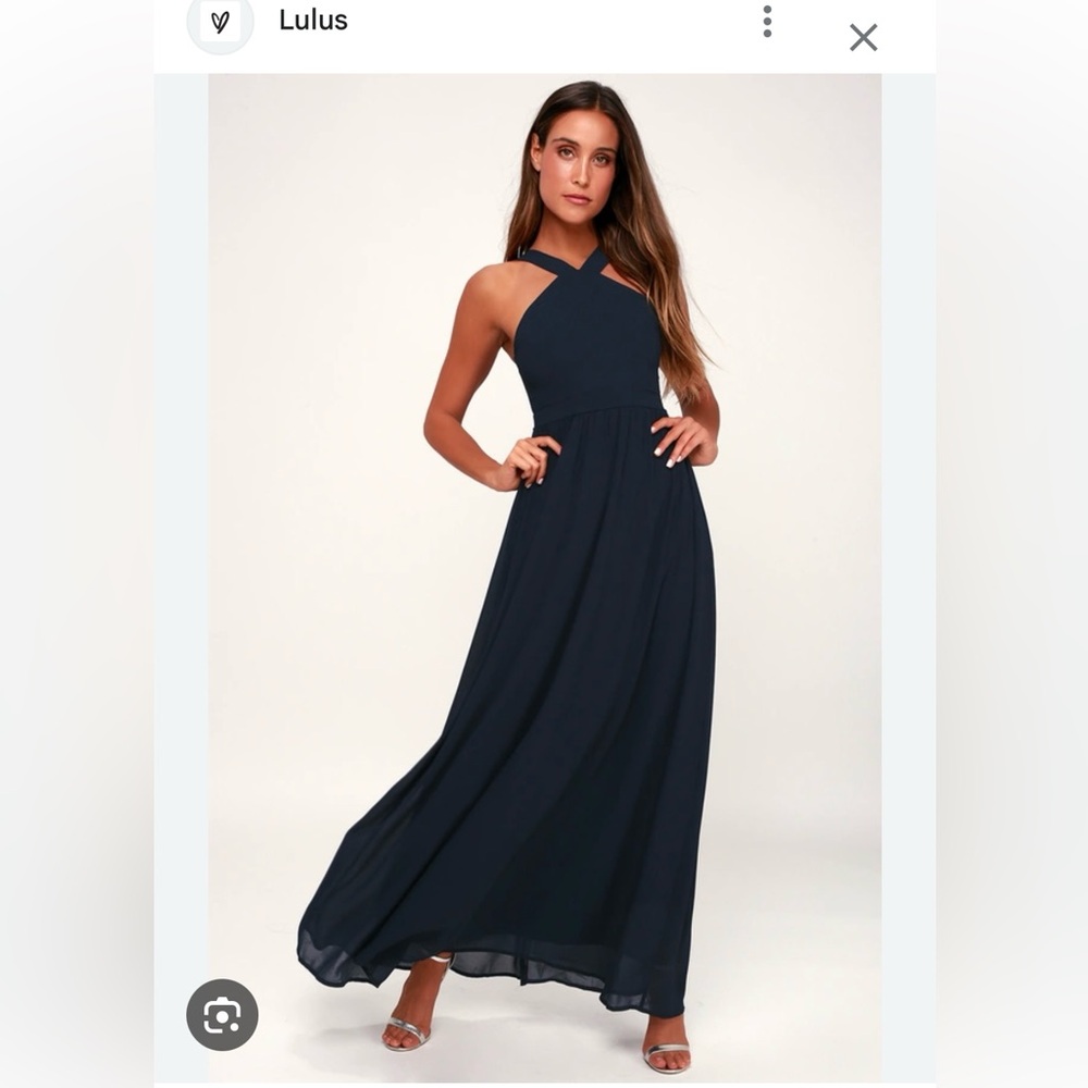 Lulu's-Air of Romance Navy Blue Maxi Dress-Medium